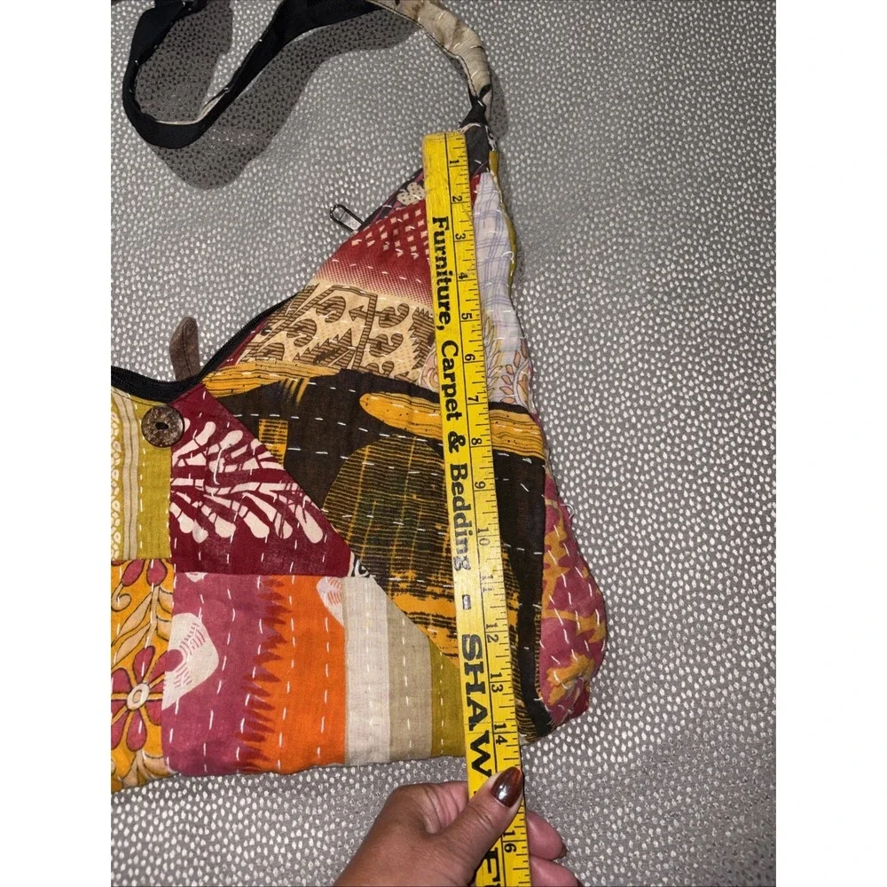 Kathmandu Imports Patchwork Hobo Bag Vibrant‎ Kantha Stitching Crossbody